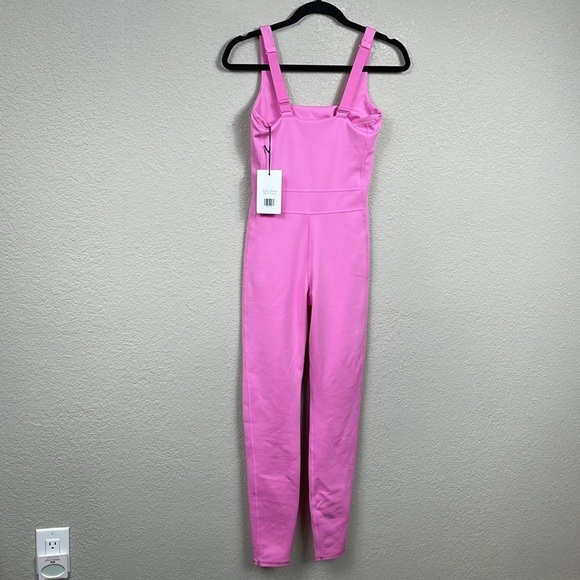 NWT Girlfriend Collective Luxe Paneled Unitard Bubblegum Pink Jumpsuit Catsuit S - Picture 10 of 16